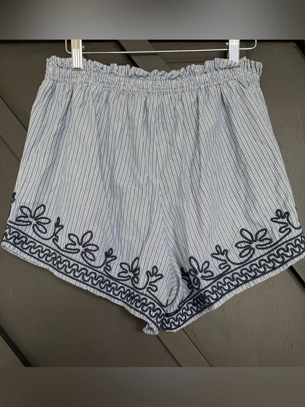 Tuckernuck Soutache Embroidered Jacques Blouse & Ava Shorts Set in Blue/White, M
